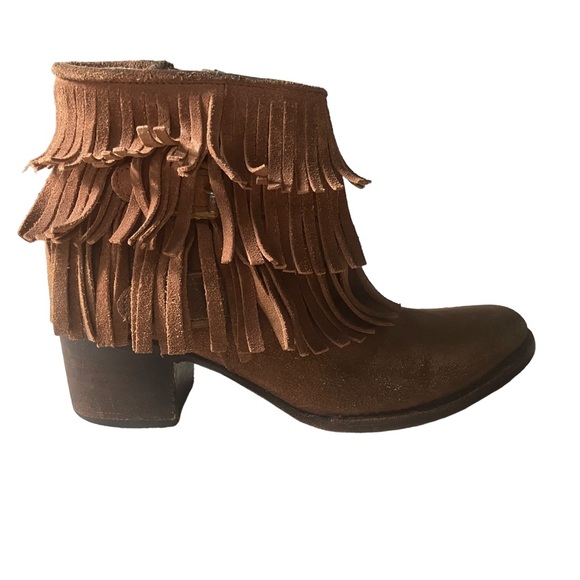 Freebird Belle Suede Leather Fringe Boho Brown Western Ankle Boot Fall Booties 7 - Picture 8 of 13